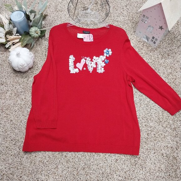 Talbots Sweaters - 3708 Size XL Talbots Red Embellished Sweater. NWT.